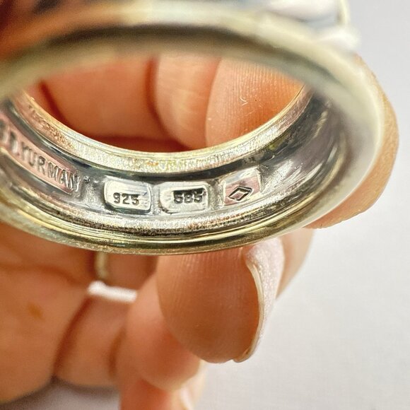 David Yurman Ring Sterling Silver 14K Gold Cable Band Twist Cigar 7.5 Mixed Meta - Picture 10 of 15